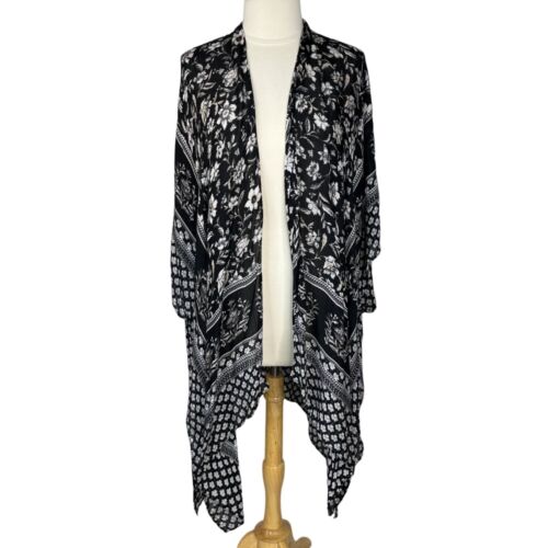 Time And Tru Womens Floral Kimono Black Size Small/Medium New