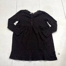 Gap Brown Floral Print Long Sleeve Waffle Knit Skater Dress Girls Size Small