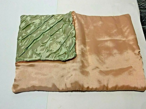Vtg 40s Stocking Bag Pastel Pink/Green Lingerie Satin VGC Quilted Flap 10" x 15"