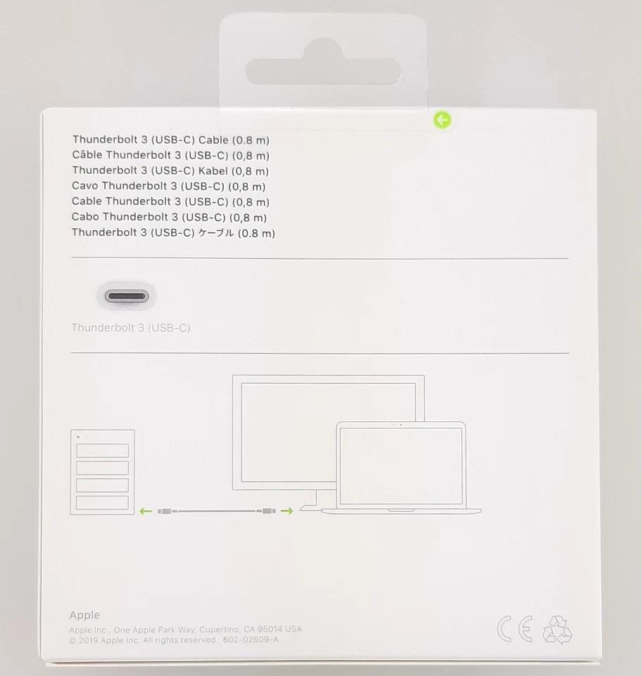 Original Apple Thunderbolt 3 Kabel USB-C auf USB-C 0,8m MQ4H2ZM/A für MacBook - Bild 2 von 4