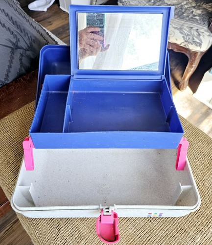 Vintage 1980s Caboodles Blue, Gray, Pink Makeup Storage Case - Picture 4 of 4