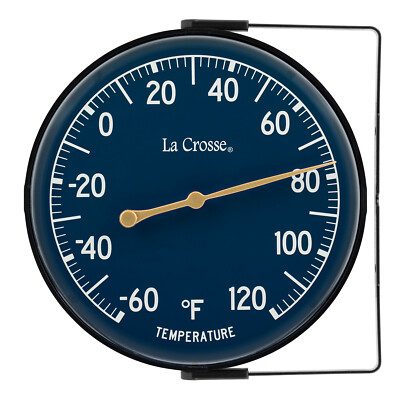 104-1512E La Crosse 5.5'' Indoor/Outdoor Dial Thermometer with Bracket Navy Blue