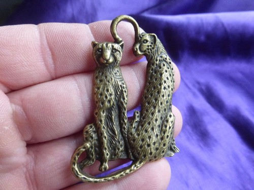 Pendentif Panthères En Laiton Doré Et Noir - 6.3 Cm - Réf. 2664 - Neuf Parfait état