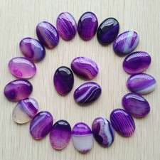 20pcs/lot Natural Purple Stripe Agate Oval CAB CABOCHON DIY 25x18mm No Holes