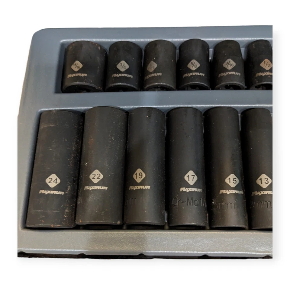 Soquetes de impacto profundo padrão e métrico Mastercraft Maximum 24 peças - Imagem 3 de 4