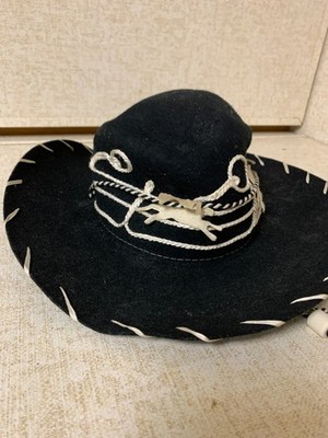 Rare 1960s Child s Mustang Parade Cowgirl Cowboy Hat Vintage Black Americana