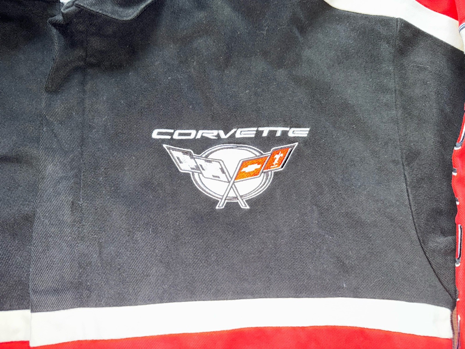 Men’s Vintage Corvette Red Black Bomber Jacket 2XL XXL Racing Champions Apparel image 3