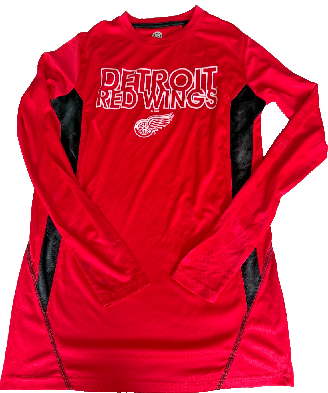 NHL Detroit Red Wings Long Sleeve Top Red Black Size S Hockey Shirt