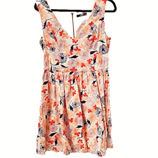 OASIS UK 12 Cream Multi Floral Dress V-Neck Sleeveless Lined Fairycore Boho