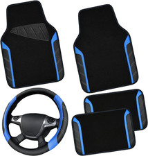 Leather Steering Wheel Cover and Waterproof Car Floor Mats,Microfiber Universal
