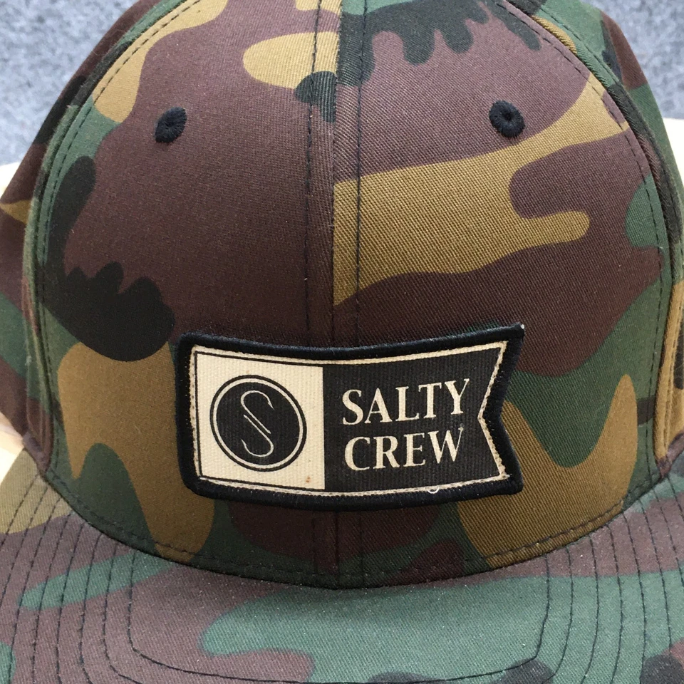 Sombrero Salt Crew Yupoong Snapback Unisex Marrón Camuflaje OSFA Ala Plana Ajustable Foto 3 de 4