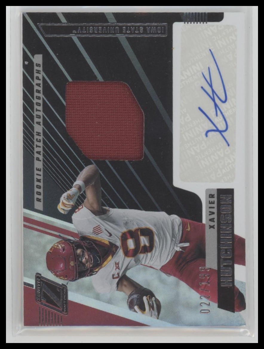 Xavier Hutchinson Panini Chronicles Draft Picks Zenith Rookie Patch Autographs #ZAXAH Base