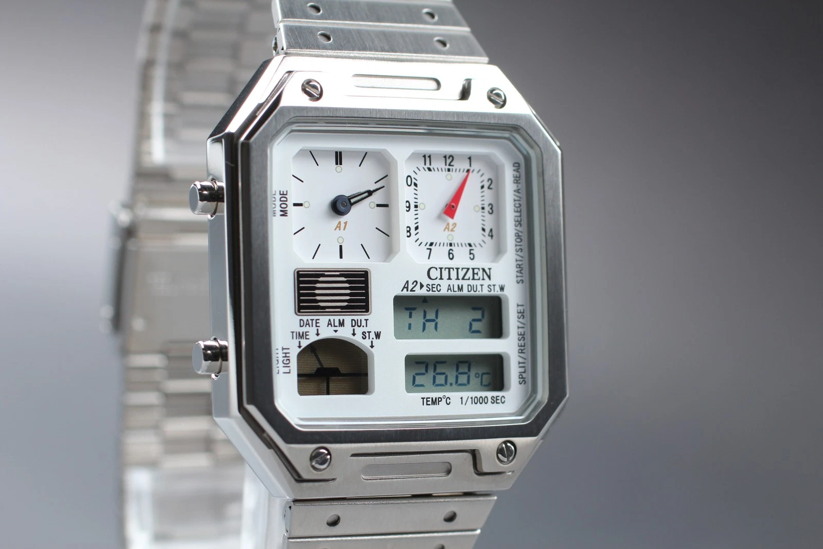 [MINT] Citizen Ana-Digi Temp 8989-003T308 Silver White Quartz Men's Watch JAPAN