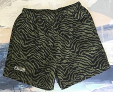 Pleasures Breaker Fuzzy Striped Green Shorts Mens Medium 5" Inseam