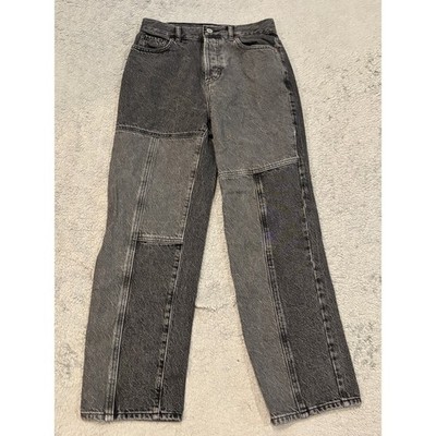 PacSun High Rise Straight Colorblock Patchwork Jeans Black Grey Size 25