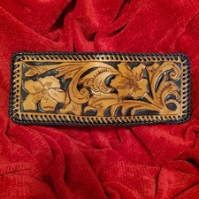 Hand Tooled Leather Bifold Wallet Edge Lacing Western Cowboy Card Picture Insert
