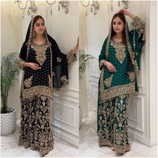 PUNJABI SHARARA PLAZZO KURTI PLAZZO SALWAR KAMEEZ SUIT WOMEN READY MADE DESIGNER