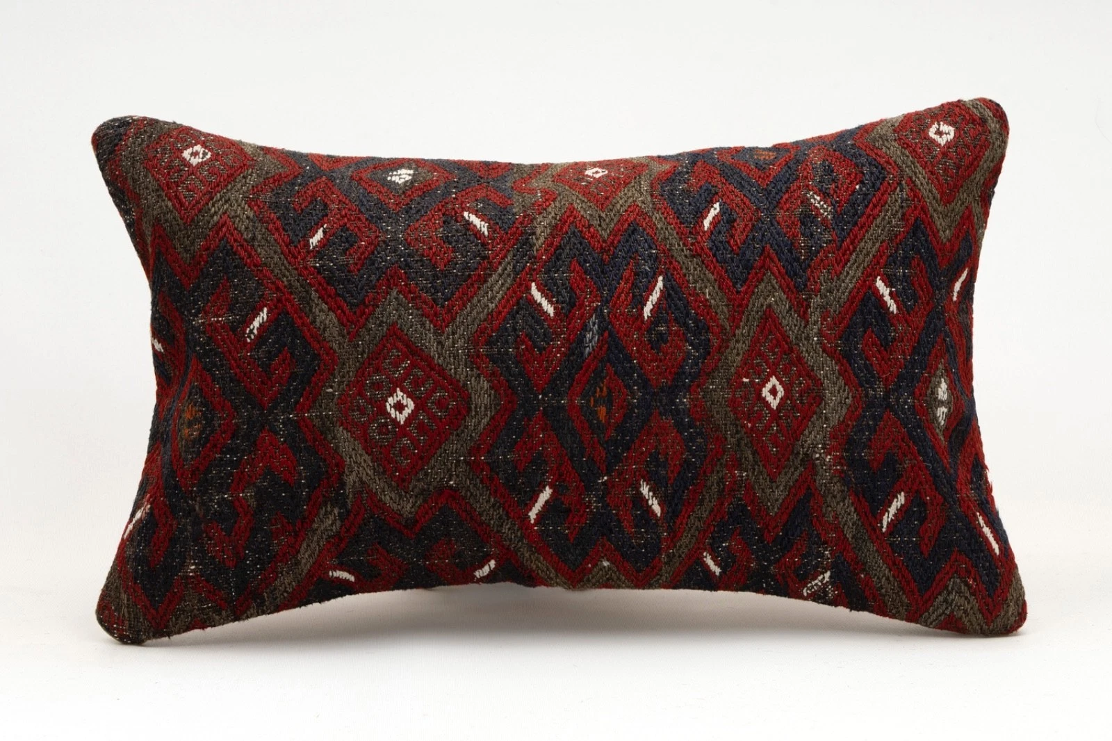 Decorative Pillow Cover, 12x20 in, Turkish Kilim Cushion, Boho Sofa Throw Pillow