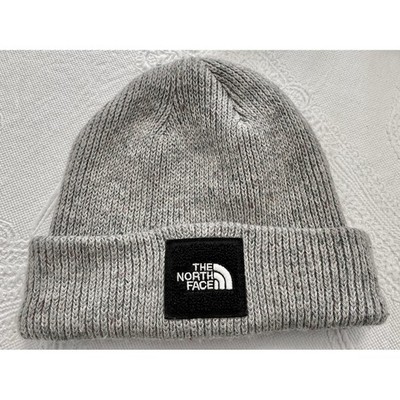The North Face Gray Knit Cuffed Box Logo Beanie Hat Cap Unisex