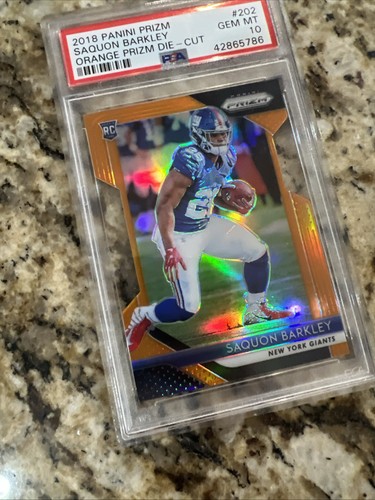 2018 - Saquon Barkley - RC - Prizm - Orange - Die-Cut - PSA 10 - /249 - Football - Picture 14 of 15