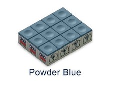 One Dozen 12 Box POWDER BLUE Silver Cup Pool Cue Stick Billiards Chalk