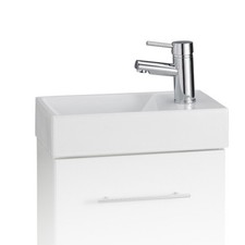 K-VIT 400 Cube Basin, Small Rectangular Single Hole Bathroom/Ensuite Sink, White