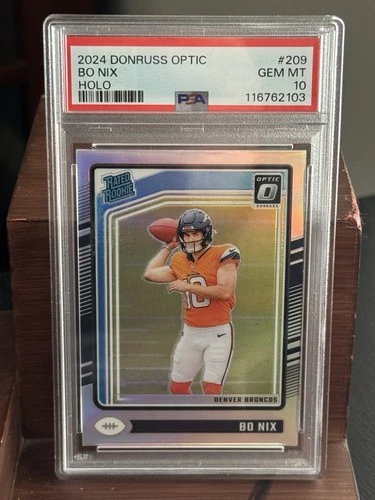 2024 Panini Donruss Optic Rated Rookie Bo Nix Holo Prizm RC PSA 10 Gem Mint