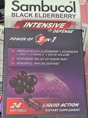 Sambucol Black Elderberry 5-in-1 Intensive Defense Softgels - 24ct - 2 PACK- 