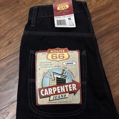 NWT Vintage Route 66 Jeans Women's 7/8 Black Utility Carpenter Workwear 