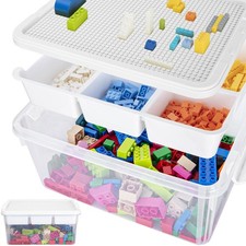 17QT Multipurpose Plastic Storage Box with Baseplate Lid, Stackable Craft Org...
