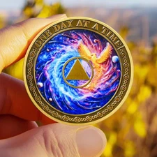 Unique Colorful Phoenix 1-65 Years Custom Sobriety Coin One Day at a Time Token