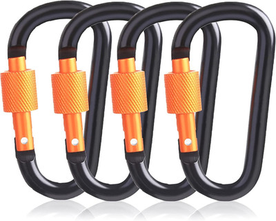 D-Ring Carabiner Clip with Screw Lock, 8cm/3inch Heavy Duty Aluminum Alloy Locki