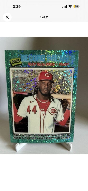 2026 Topps Heritage #233 Elly De La Cruz Chrome Aqua Sparkle Refractors