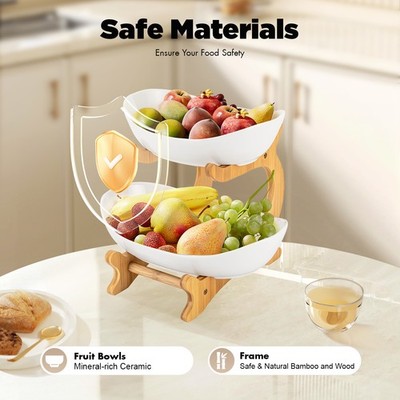Detachable Fruit Basket Rack  Ceramic Bread Vegetable Bowl Stand Fruit Holder
