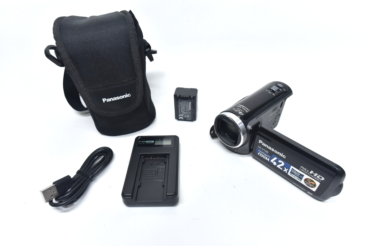 Panasonic HC-V100 Handheld High Definition Camcorder Black Tested