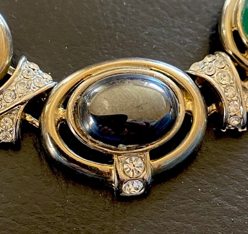 Hübsche alte silberfarbene Halskette Kette mit Schmucksteinen (k12) - Picture 4 of 12