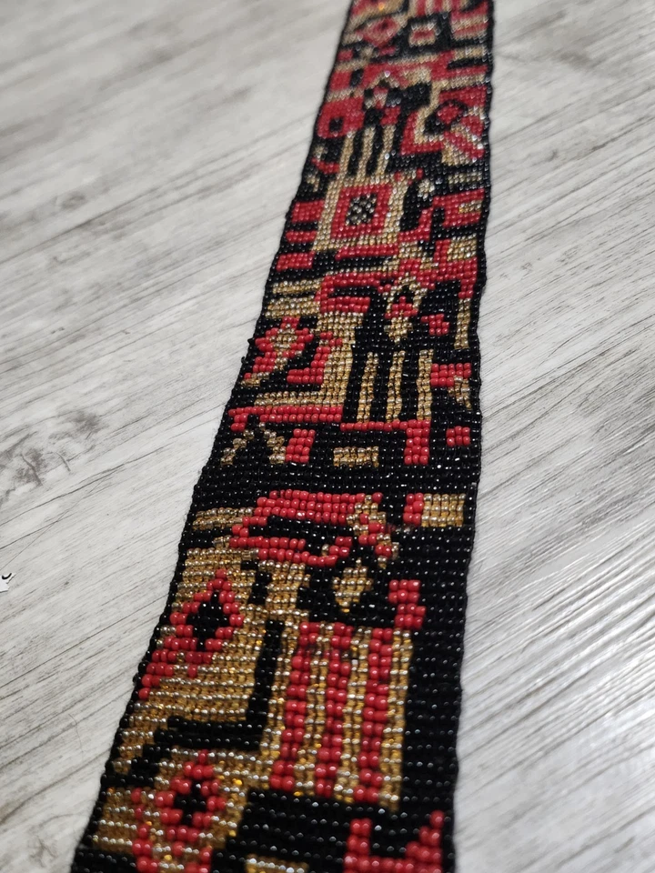 RARO Circa 1920 Período ART DECO VINTAGE Aleta Multicolor Cuentas Chal Foto 3 de 4