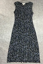 Vintage Dress Womens Medium Black Floral Sleeveless Maxi Capsule Cottage Retro