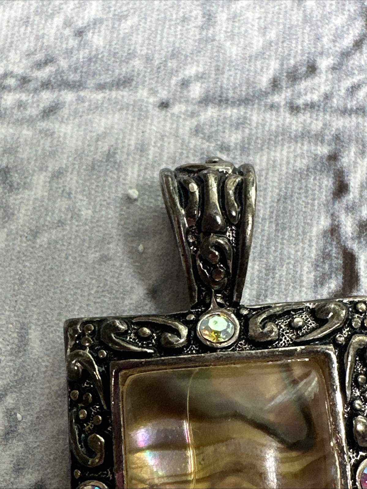 Abalone Shell Yellow Rectangular Pendant Silver F… - image 6