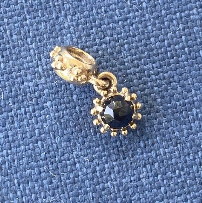 PANDORA 14K Yellow Gold Shining Star Black Spinel Dangle Charm. Retired  - Image 3 of 4