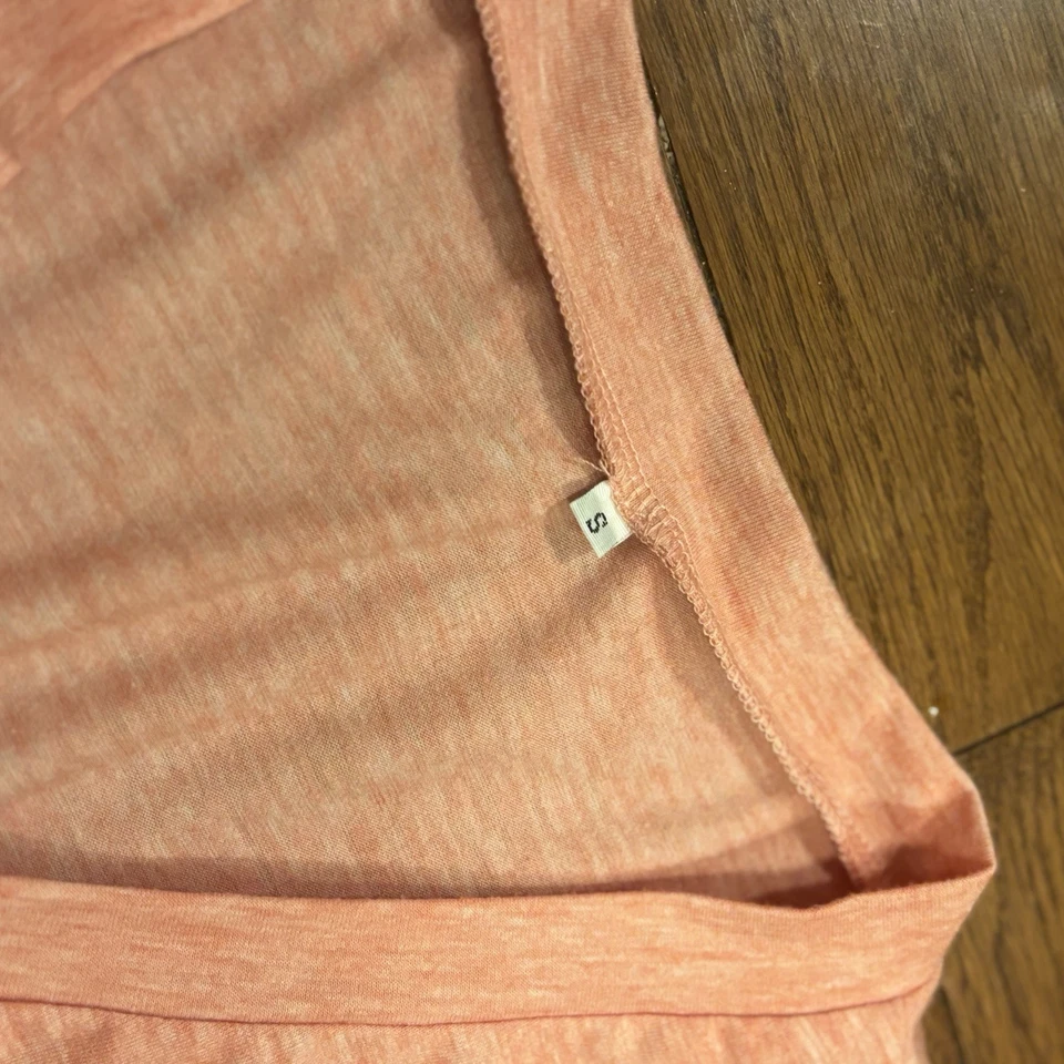 Camiseta básica piquete para mujer pequeña rosa salmón capas para uso informal algodón Foto 3 de 4