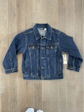 OshKosh B Gosh Y2K Denim Jacket Size 7 Dark Wash Trucker Button Front NWT