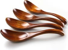 AOOSY Soup Spoons, Wooden 4 Pieces D 4 pieces Wood Spoons