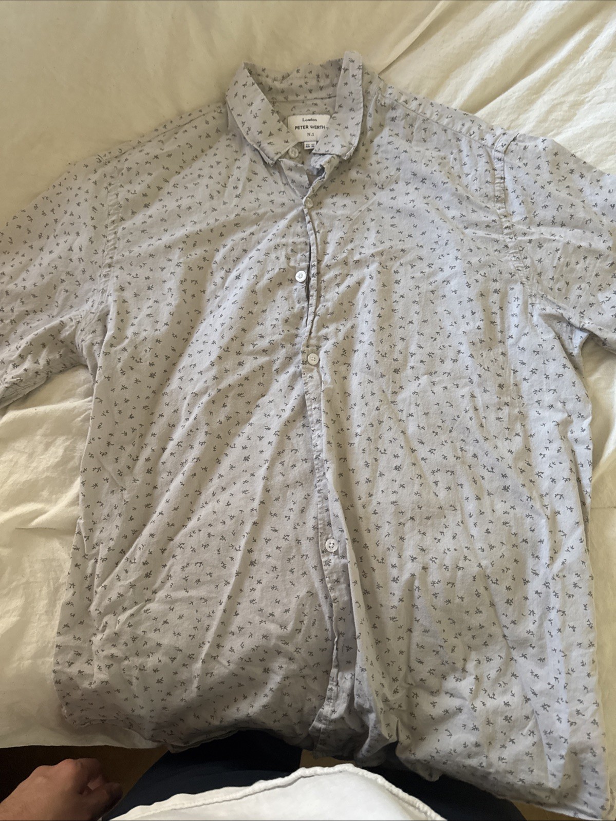 Peter Wirth Button Down Grey Collared Patterned S… - image 1