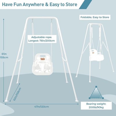 Toddler Swing with Foldable Metal Stand for Toddlers Aged 1~10 , 3-in-1 Baby ...