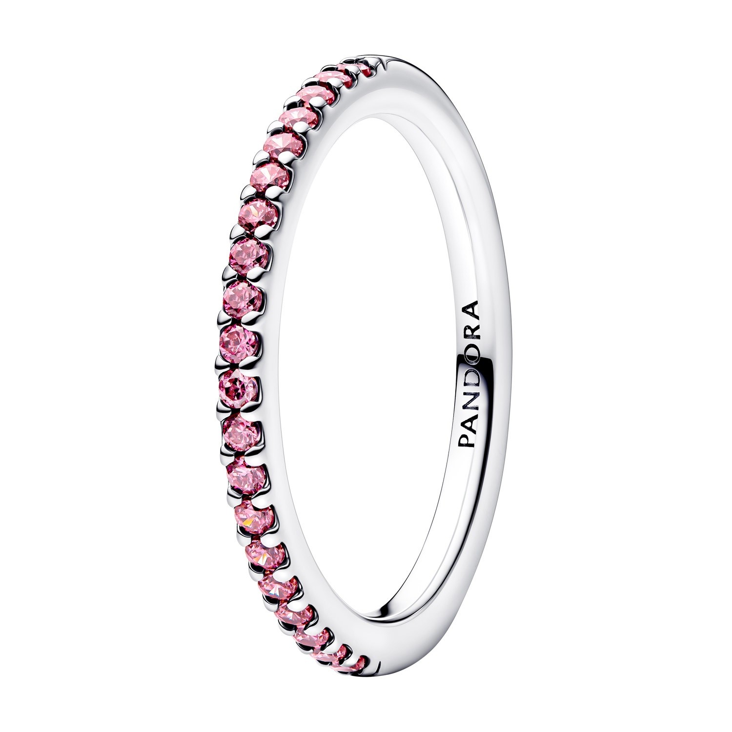 PANDORA Schmuck Damenring Silber Funkelndes Pinkfarbenes Band 192999C02