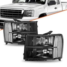 For 2007-2013 Gmc Sierra 1500 2500hd 3500hd Black Factory Headlights Lhrh 07-13