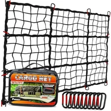 [Premium] 5'x7' Heavy Duty Cargo Net Stretches to 10' x 14', Extra Thick 10mm 