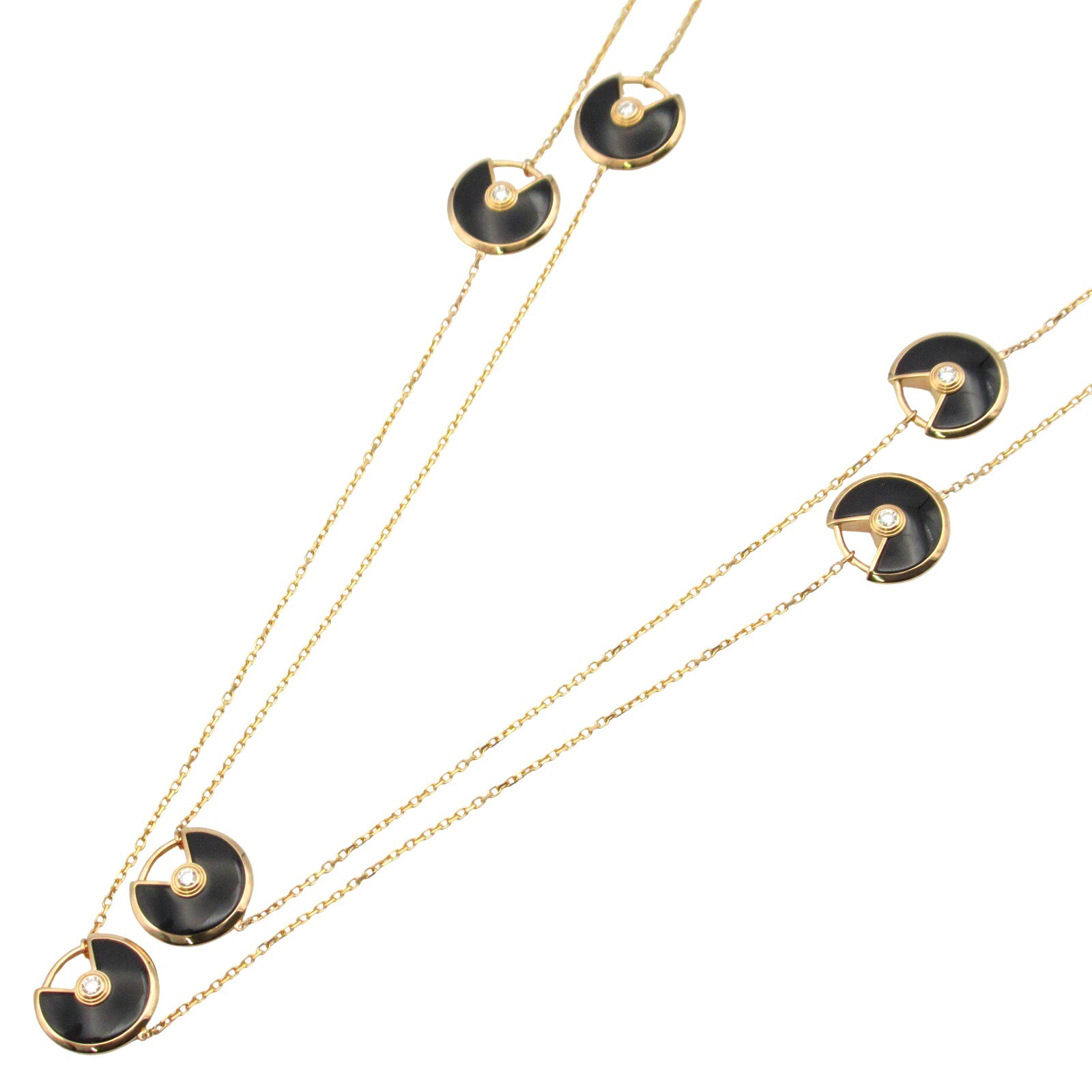 CARTIER Amulet Do 6 Motif Necklace 18KPG Pink Rose Gold Diamond Onyx Used women