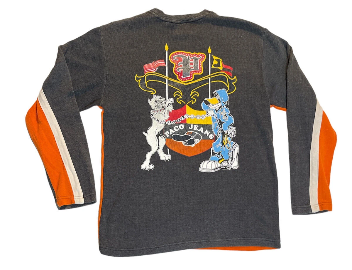 Paco Jeans Vintage Sweatshirt Pullover Full Graphic Sweater Top Sz